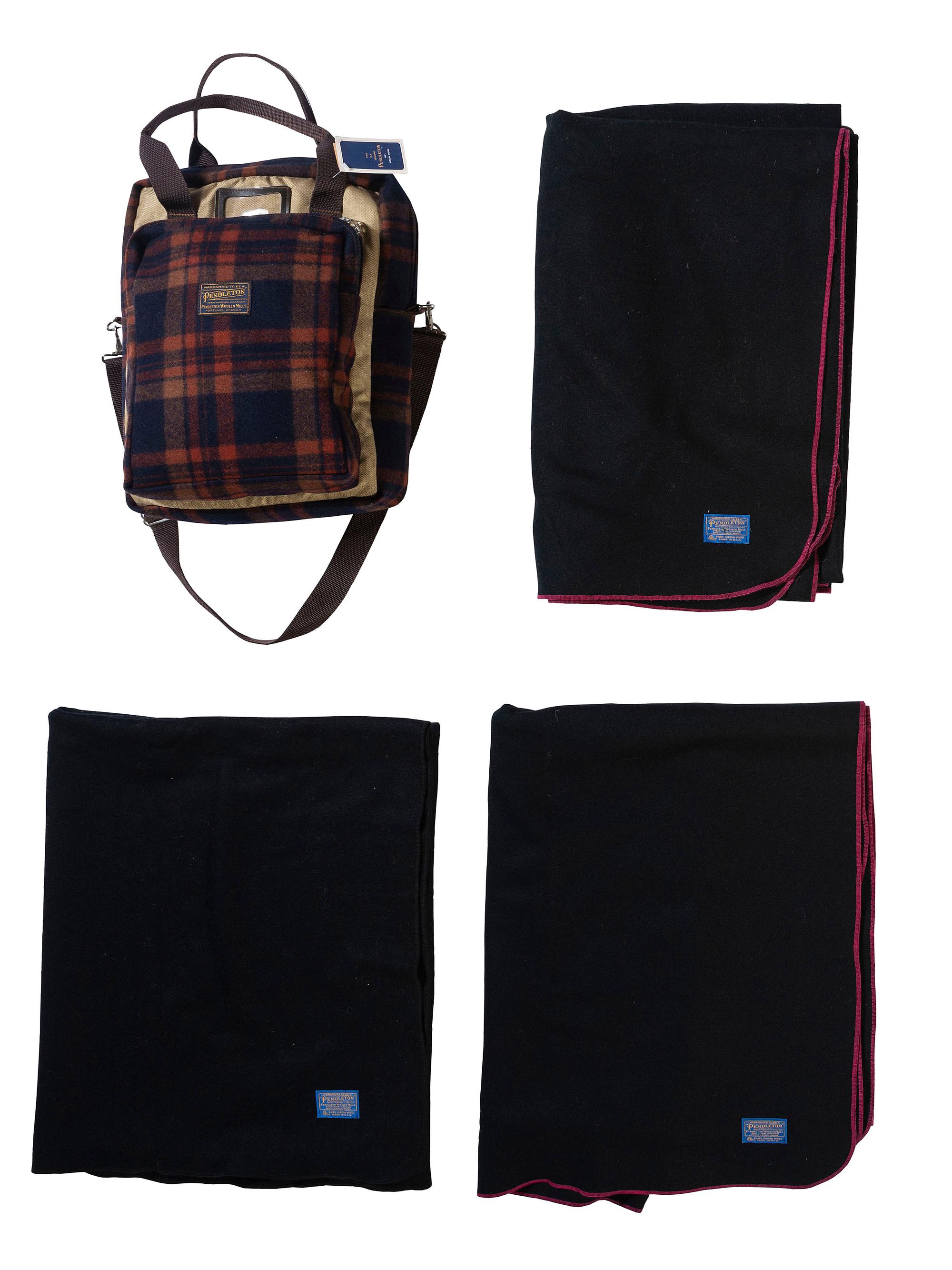 Pendleton Navy Wool Blankets, with Bookbag