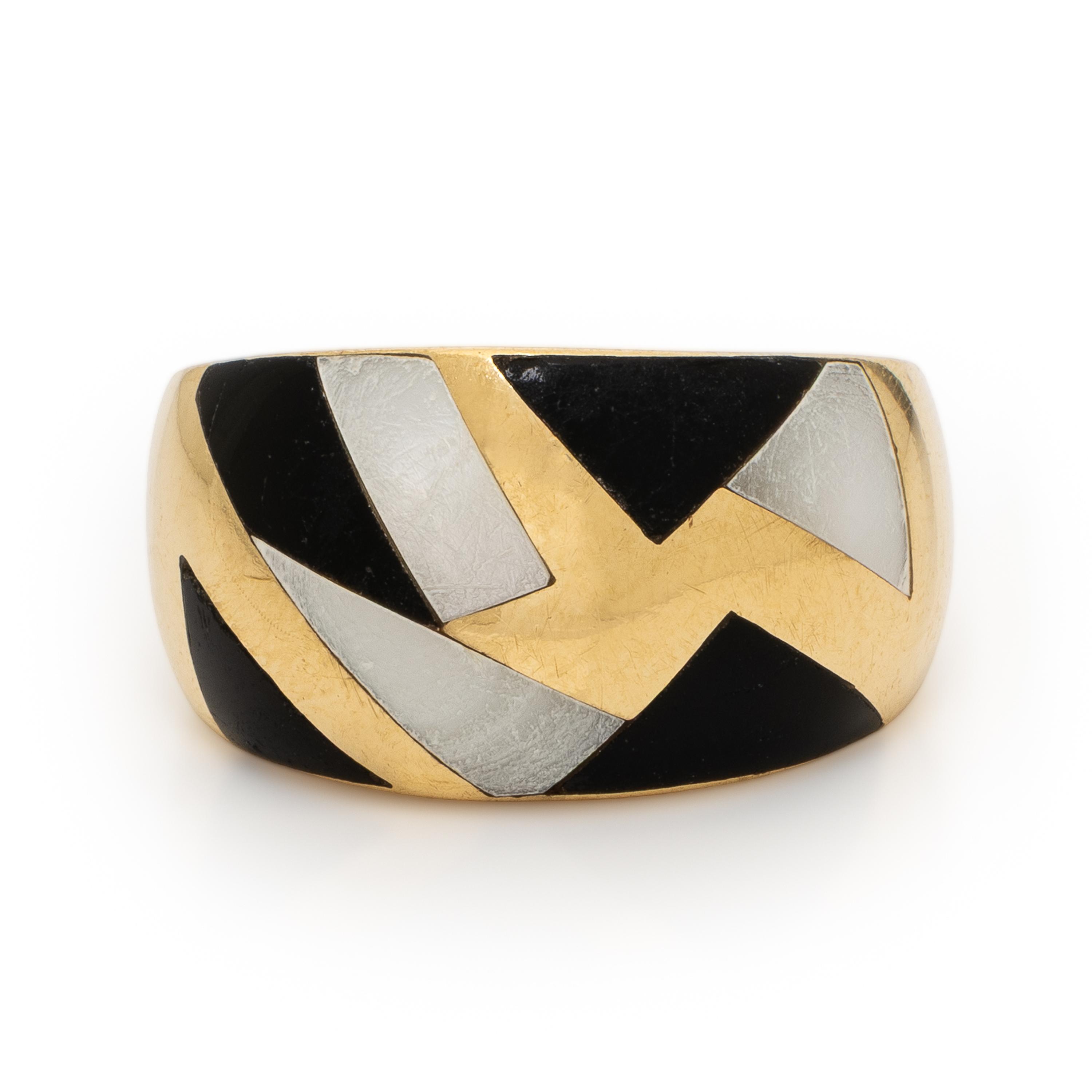 Asch Grossbardt, Onyx, Mother-of-Pearl, and Yellow Gold Ring
