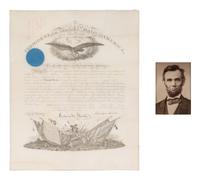 LINCOLN, Abraham (1809-1865). Partially engraved document signed ("Abraham Lincoln"), as President, City of Washington, 21 February 1862, countersigned by Edwin STANTON (1814-1869), as Secretary of War.