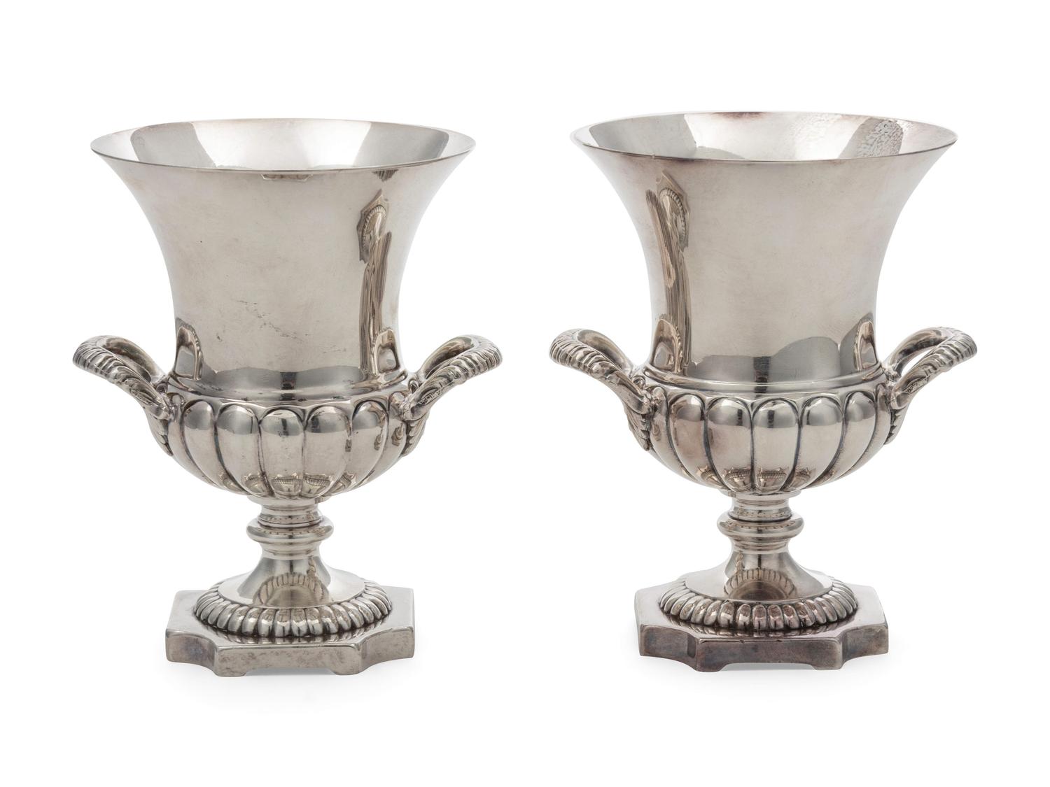 A Pair of American Silver-Plate Diminutive Vases