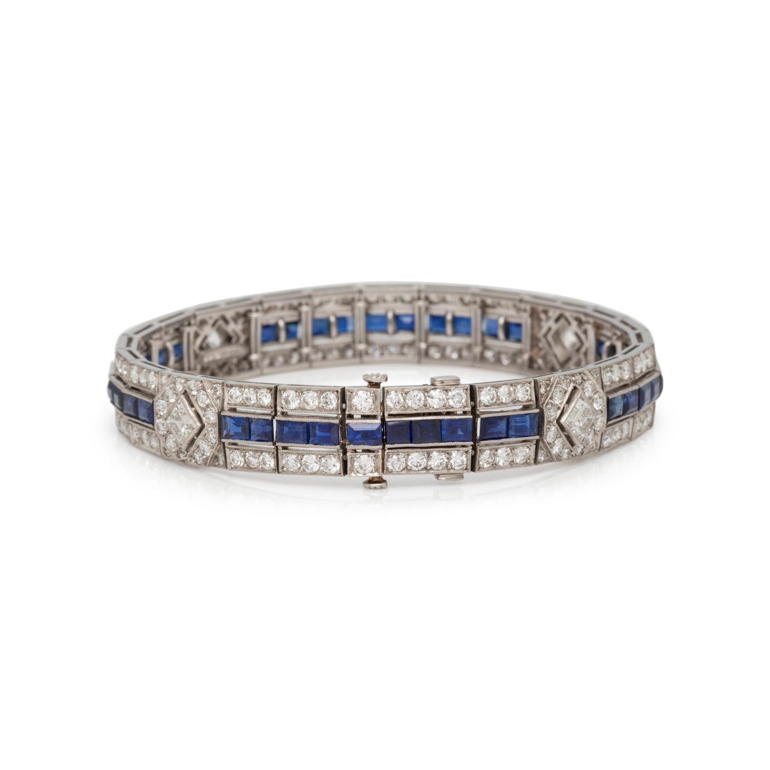 TIFFANY & CO., ART DECO, DIAMOND AND SAPPHIRE BRACELET