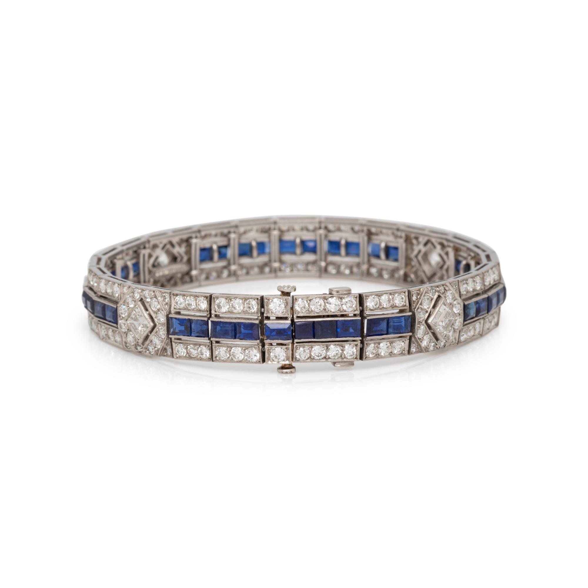 TIFFANY & CO., ART DECO, DIAMOND AND SAPPHIRE BRACELET