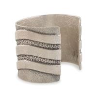 Tufa Cast Sterling Silver Cuff Bracelet, with Wave Design and Set with Turquoise and Coral in Abstract Figural Shape