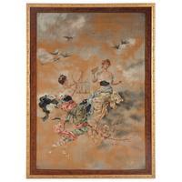 A Pair of Continental Painted Canvas Tapestry Panels