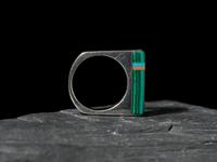 Squared Silver Ring with Inlay