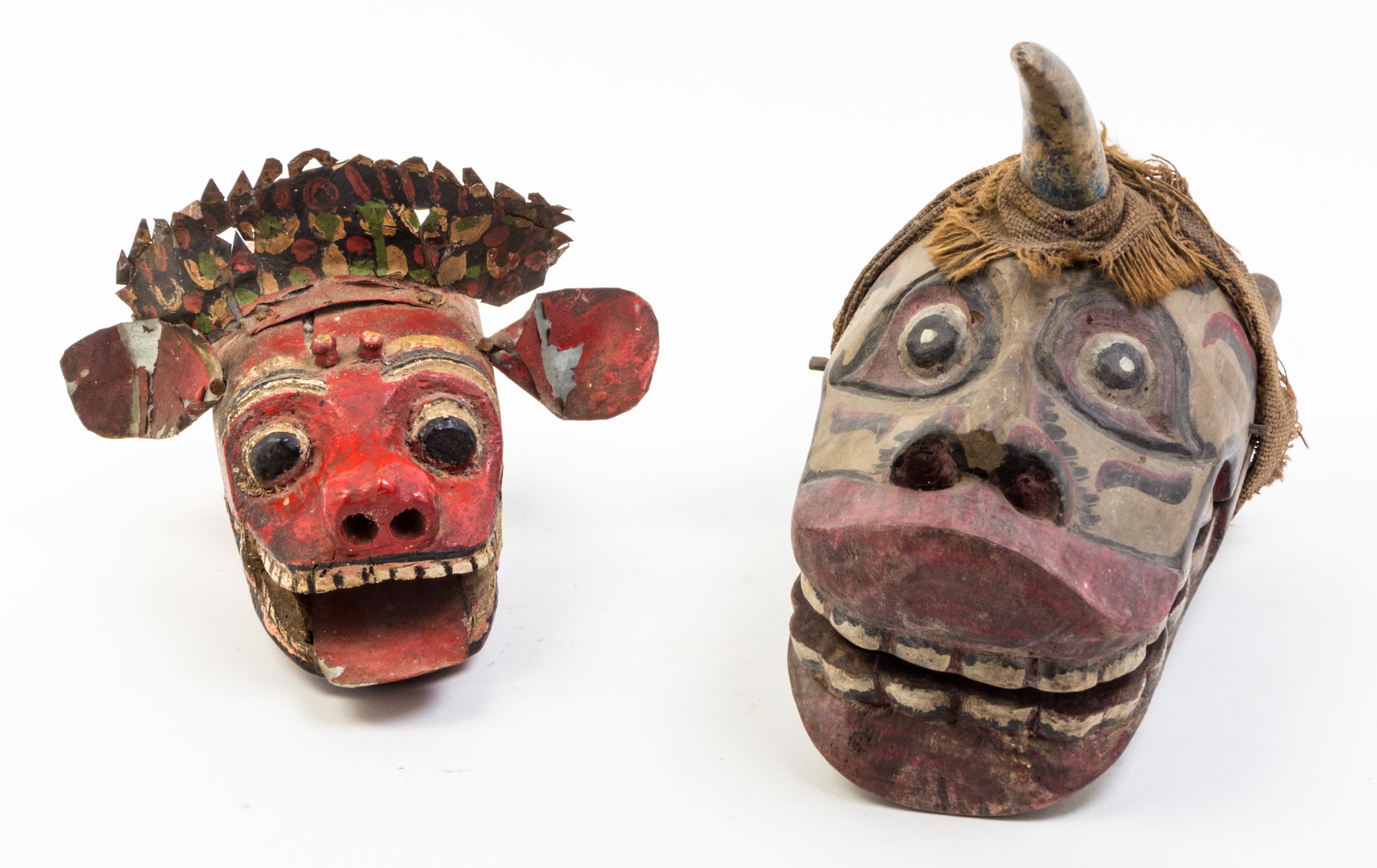 Three Southeast Asian Barong Masks Width of largest 21 1/4 inches.