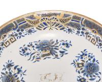A Chinese Export Porcelain Imperial Blue Fitzhugh Coffee Pot with Two Cups and Saucers