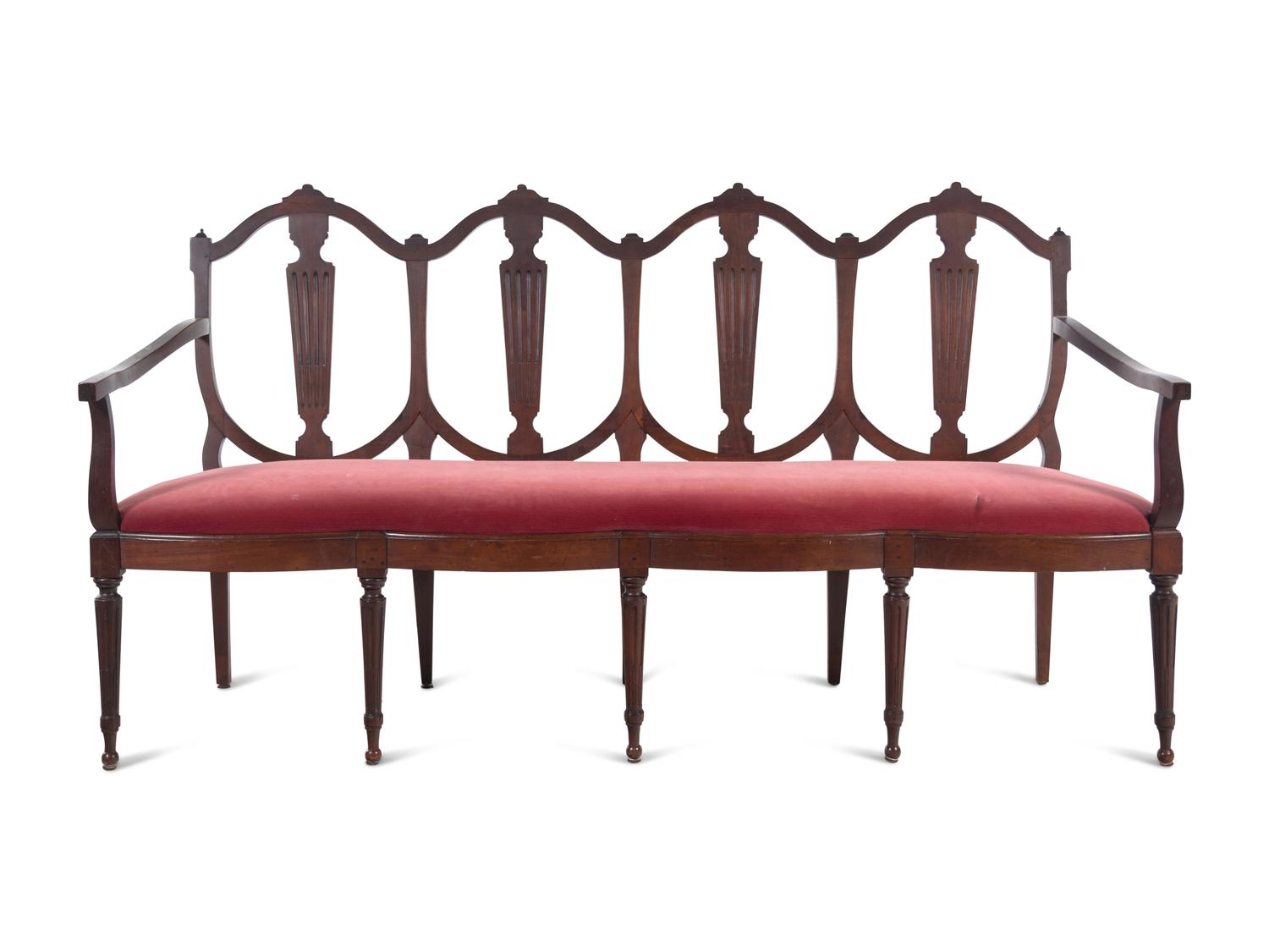 A Classical Style Mahogany Quadruple-Back Settee