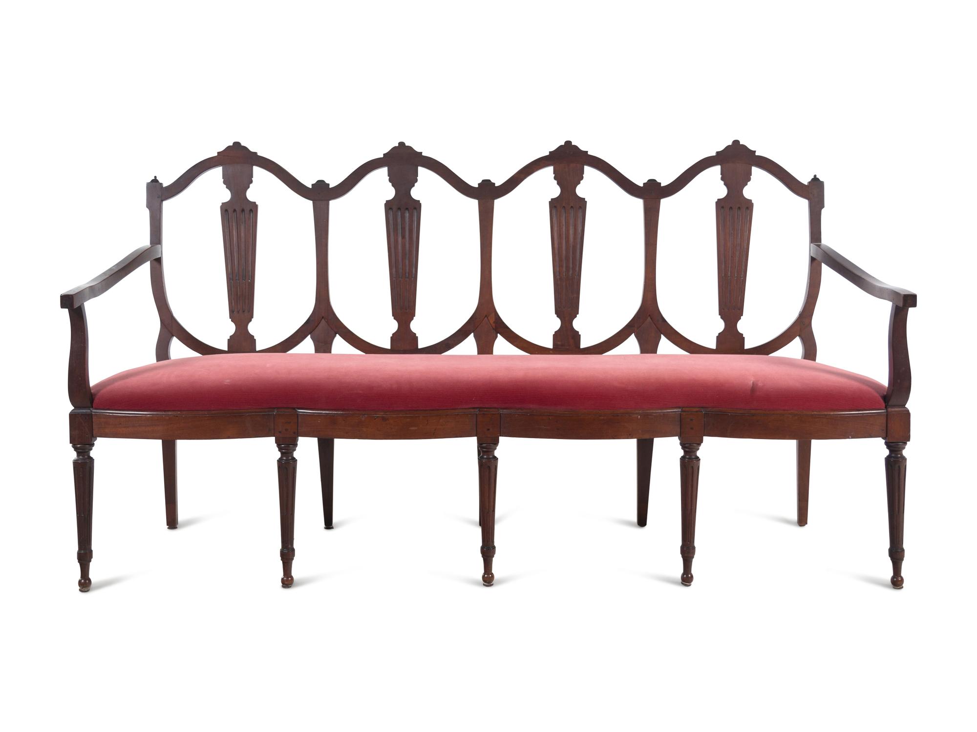 A Classical Style Mahogany Quadruple-Back Settee