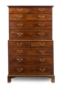 An English Oak Chest on Chest — 19TH CENTURY