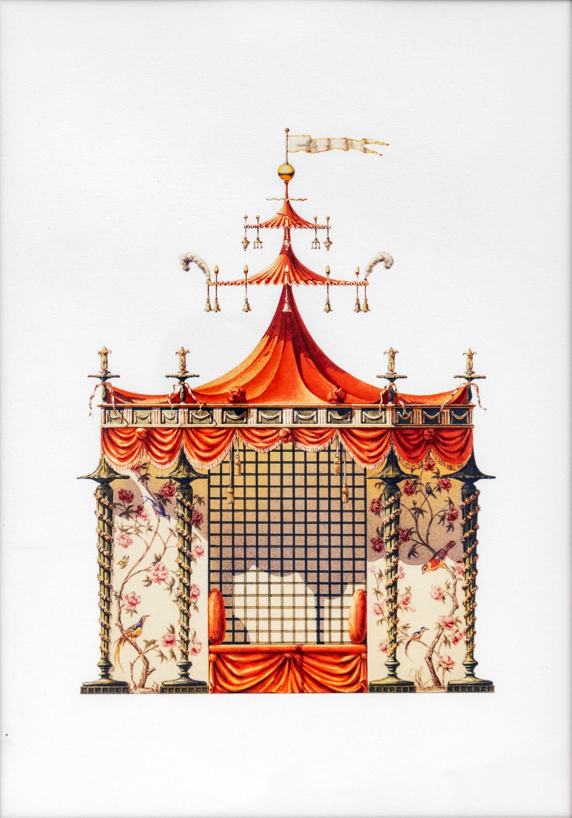 A Group of Gilt Framed Color Reproductions of Dams & Zega's Watercolors Chinoiseries — 20TH CENTURY