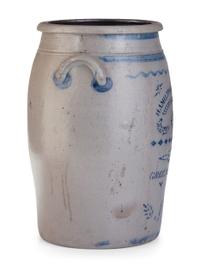 A Hamilton and Jones 10-Gallon Cobalt-Decorated Stoneware Crock