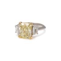 FANCY YELLOW DIAMOND AND DIAMOND RING