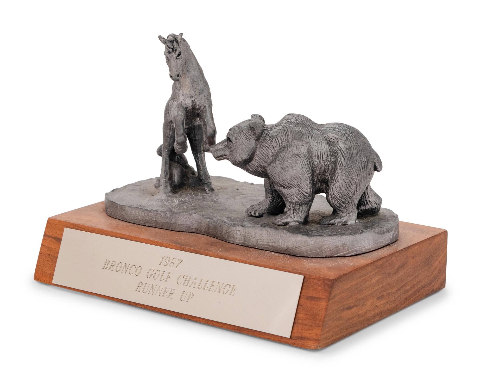 A 1987 Bronco Golf Challenge Runner Up Trophy Awarded To Mike Ditka Formerly Displayed at Mike Ditka's Restaurant