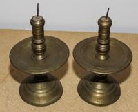 A Pair of Continental Brass Candlesticks Height 9 1/2 inches. — 17TH/18TH CENTURY