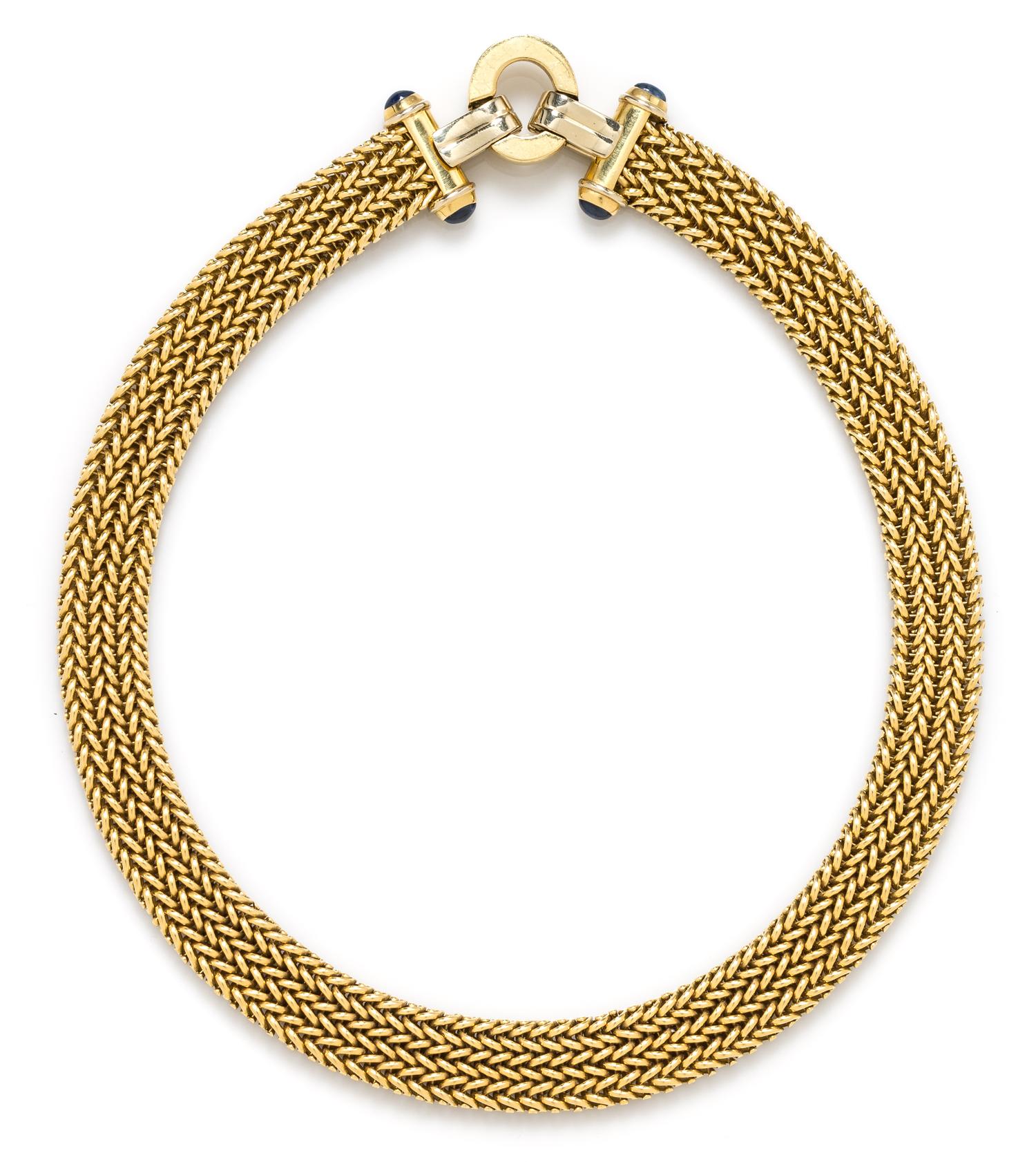 An 18 Karat Yellow Gold and Sapphire Necklace, 80.50 dwts.