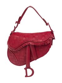 CHRISTIAN DIOR WOVEN LEATHER MINI SADDLE BAG