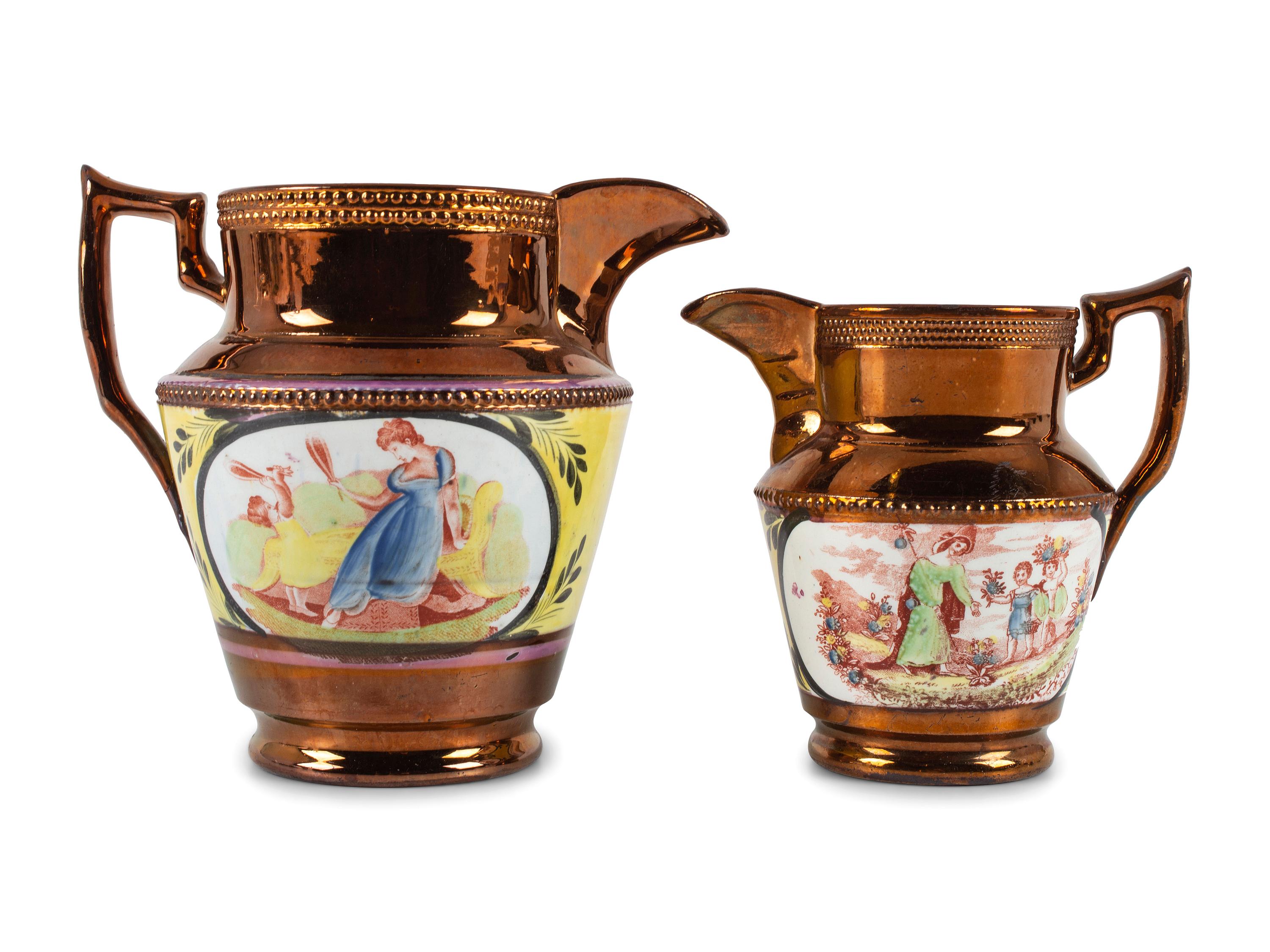 Two Copper Luster Jugs