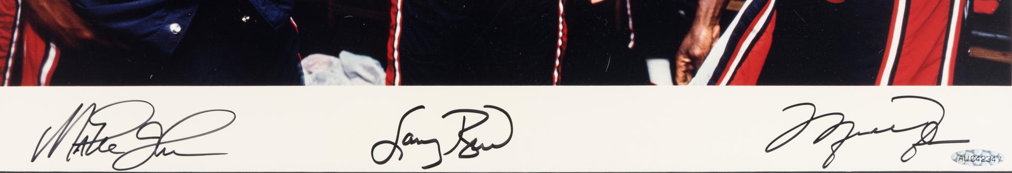 A Michael Jordan, Magic Johnson and Larry Bird 1992 United States Olympic Dream Team Signed Autograph Limited Edition Oversized Photograph (Upper Deck Authenticated),