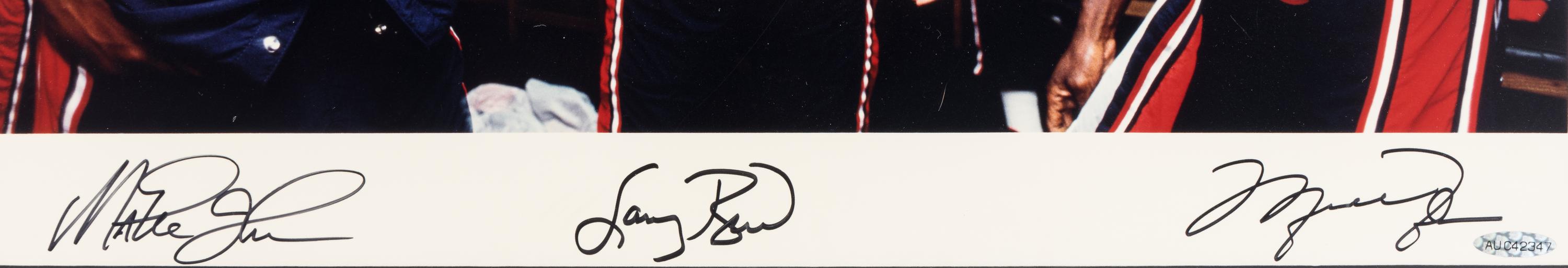 A Michael Jordan, Magic Johnson and Larry Bird 1992 United States Olympic Dream Team Signed Autograph Limited Edition Oversized Photograph (Upper Deck Authenticated),