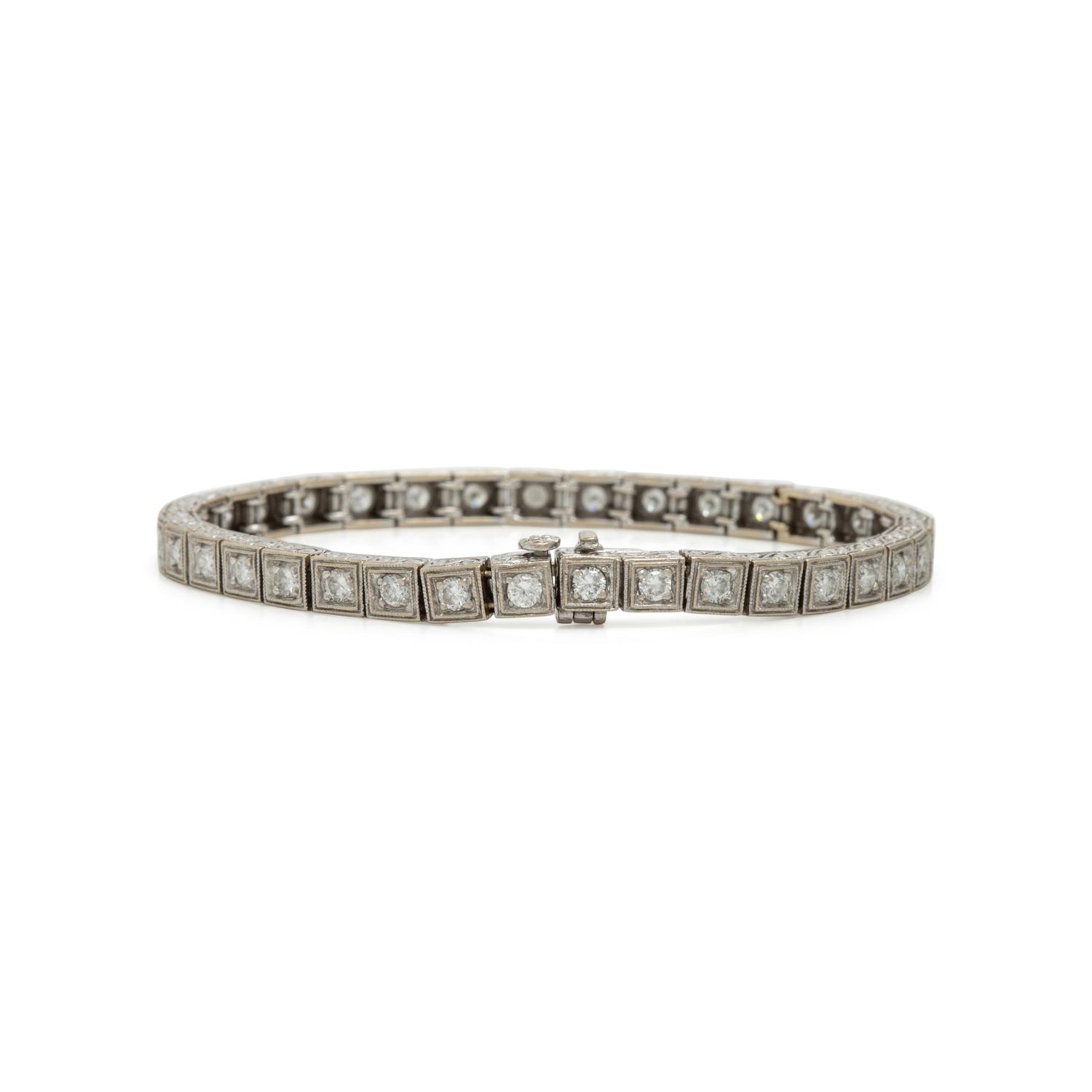Diamond and White Gold Line Bracelet