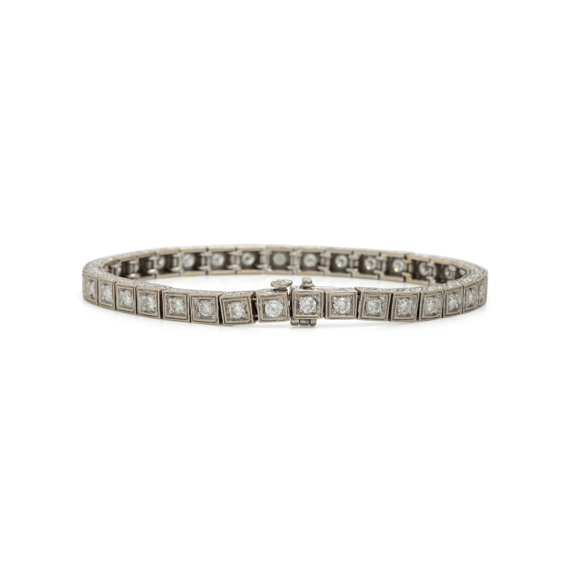 Diamond and White Gold Line Bracelet