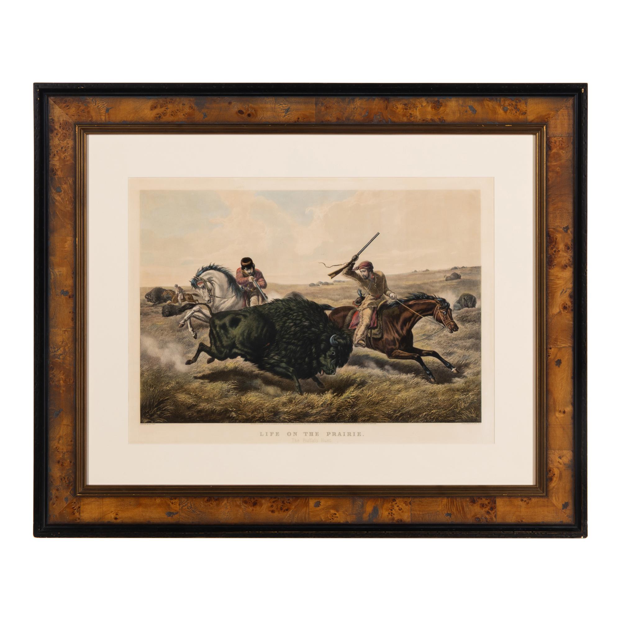 Currier and Ives, publishers -- After Arthur F. Tait Life on the Prairie: The Buffalo Hunt , 1862. (G.3796)
