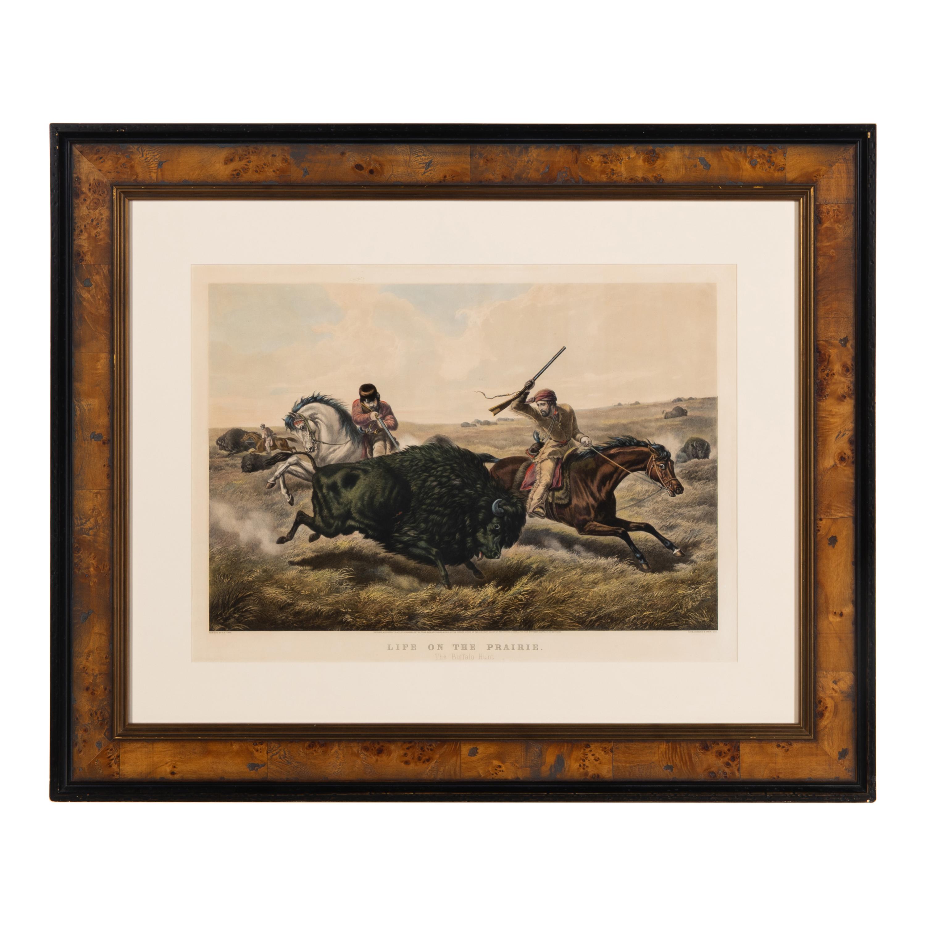 Currier and Ives, publishers -- After Arthur F. Tait Life on the Prairie: The Buffalo Hunt , 1862. (G.3796)