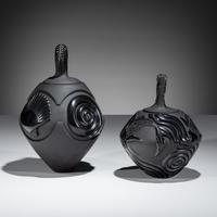 Carved Blackware Lidded Jars