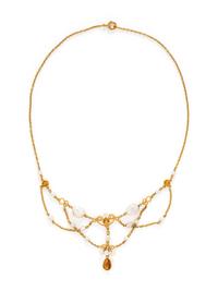 YELLOW GOLD, KESHI PEARL, AND CITRINE NECKLACE