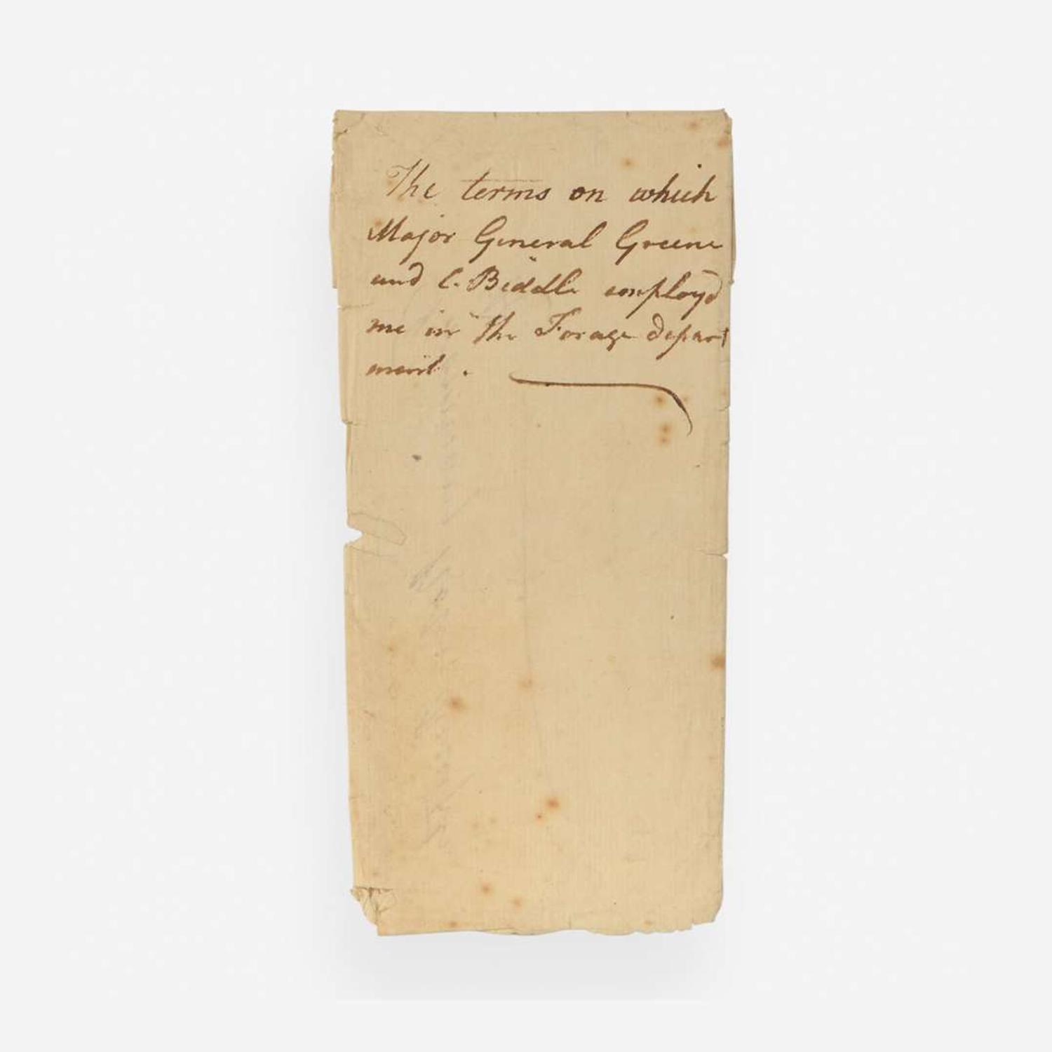 [American Revolution] Greene, Nathanael Manuscript Document, signed