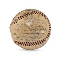 A 1932 Philadelphia Athletics Team Signed Autograph Baseball Featuring Jimmie Foxx, Eddie Collins, Connie Mack, Lefty Grove and Al Simmons (JSA Letter of Authenticity)
