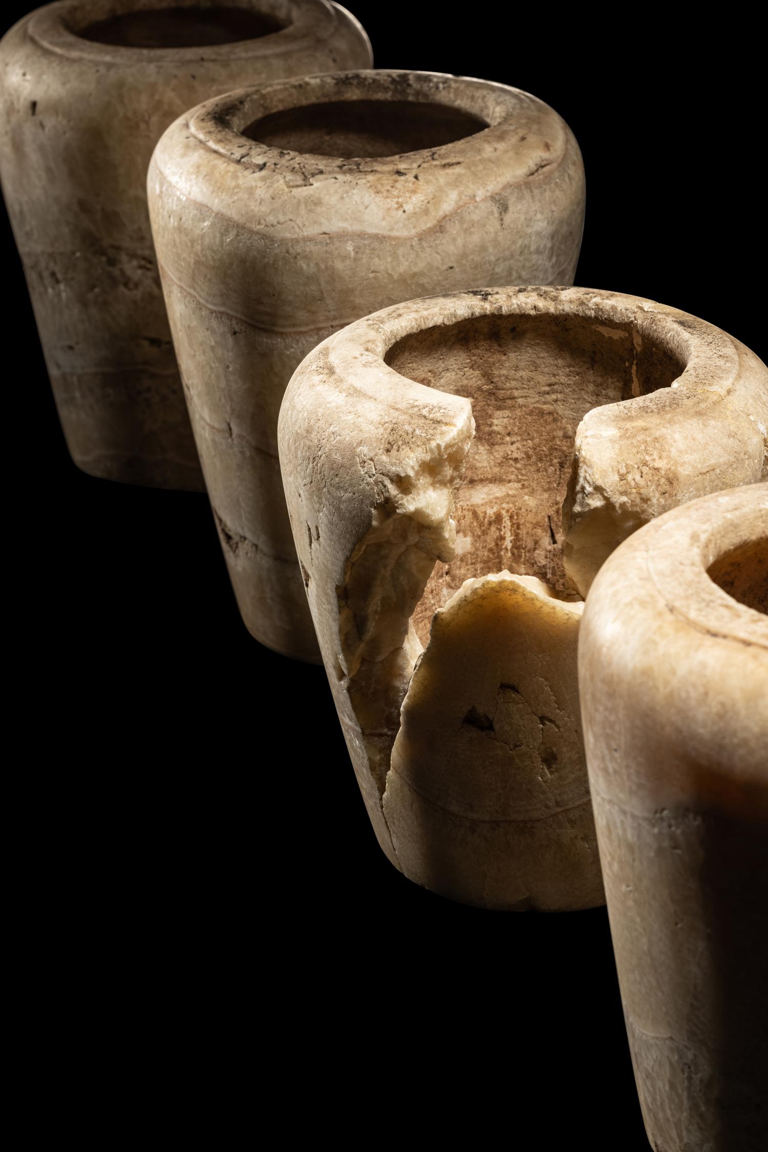 Four Egyptian Alabaster Canopic Jars