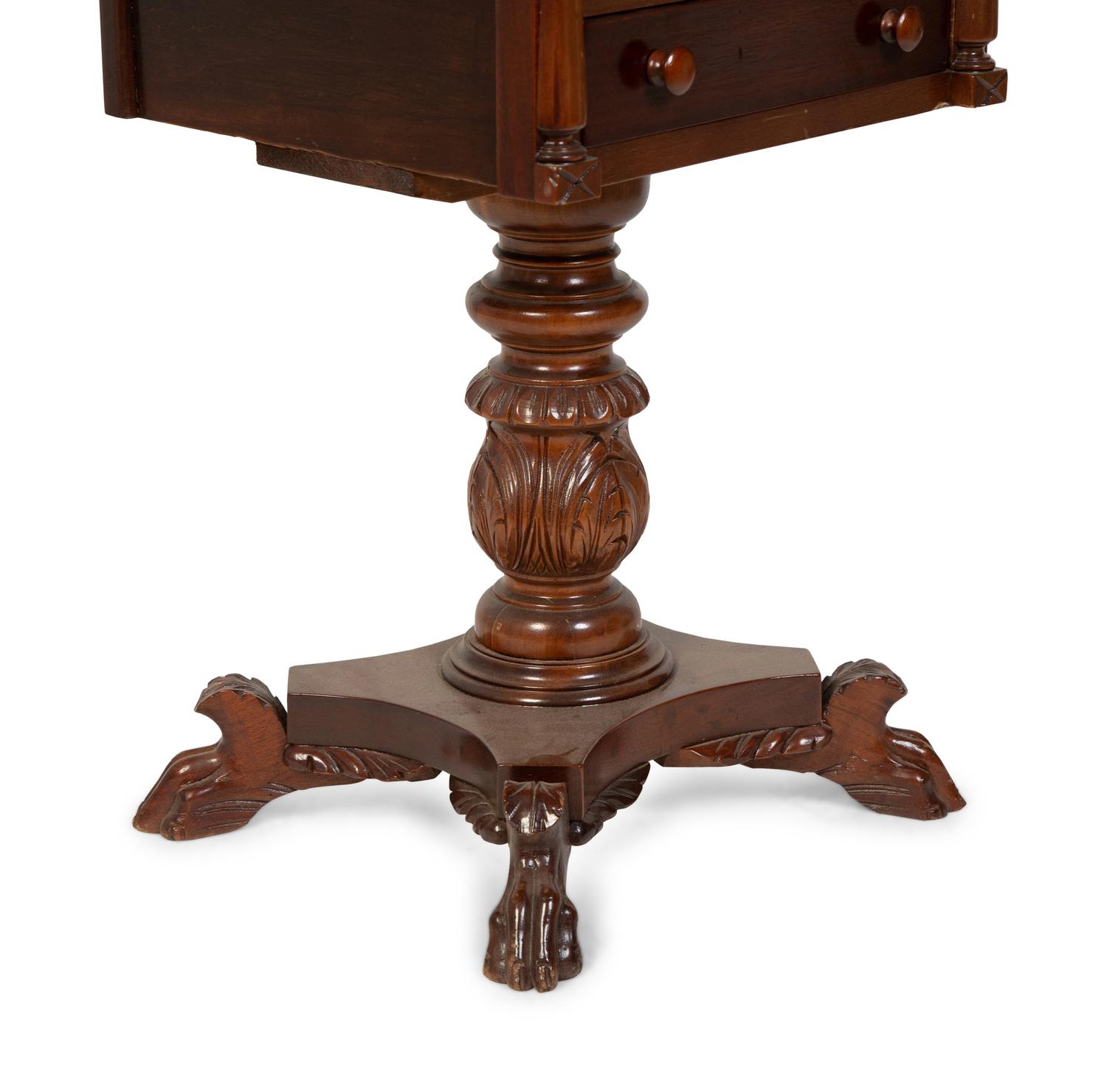 An American Empire Mahogany Drop Leaf Work Table — 19TH CENTURY