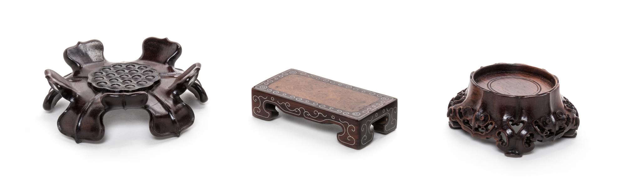 Three Chinese Small Hardwood Stands Diameter of largest 4 1/2 inches. — 19TH-20TH CENTURY