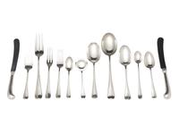 An Assembled Hanoverian Silver Flatware Service
