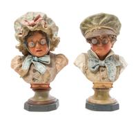 Two Continental Terra Cotta Busts Height of taller 18 1/2 inches.