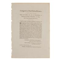 [Washington, D.C.] Rare Congressional Act, Amending the Residence Act of 1790, Establishing Washington, D.C. as the Permanent Seat of Government