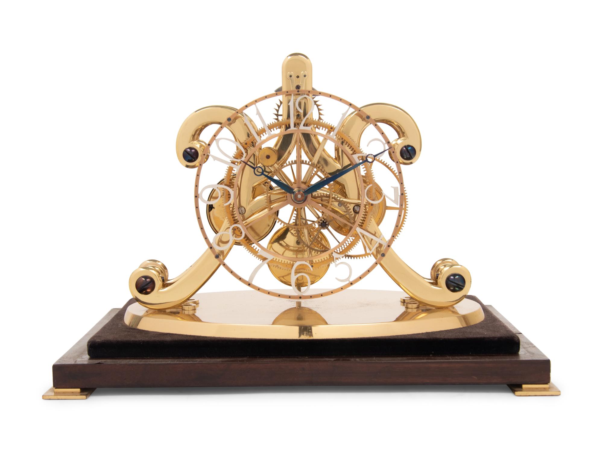 An English Cased Brass Skeleton Clock