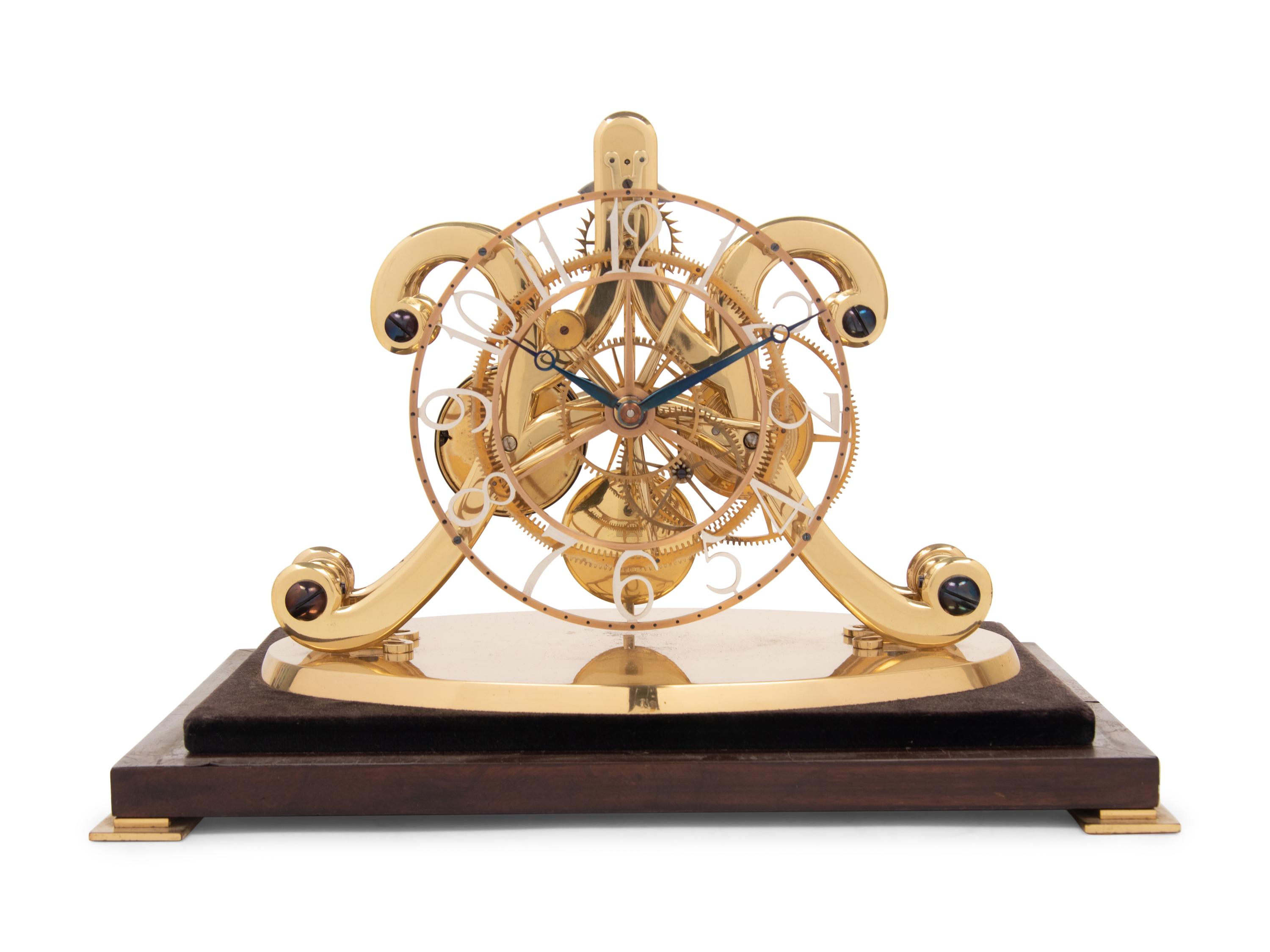 An English Cased Brass Skeleton Clock