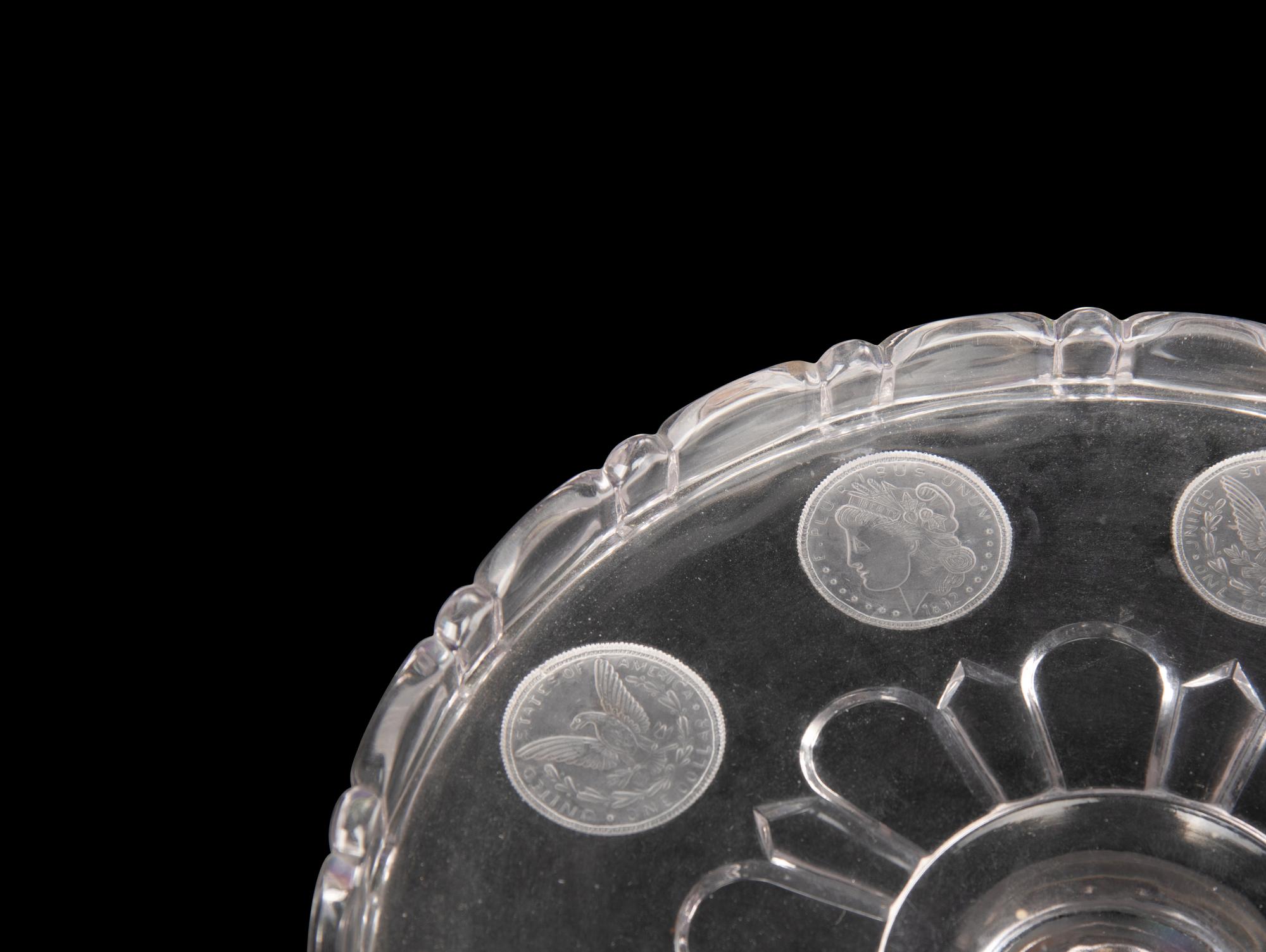 A Collection of United States Coin-Motif Decorated Glass Table Articles