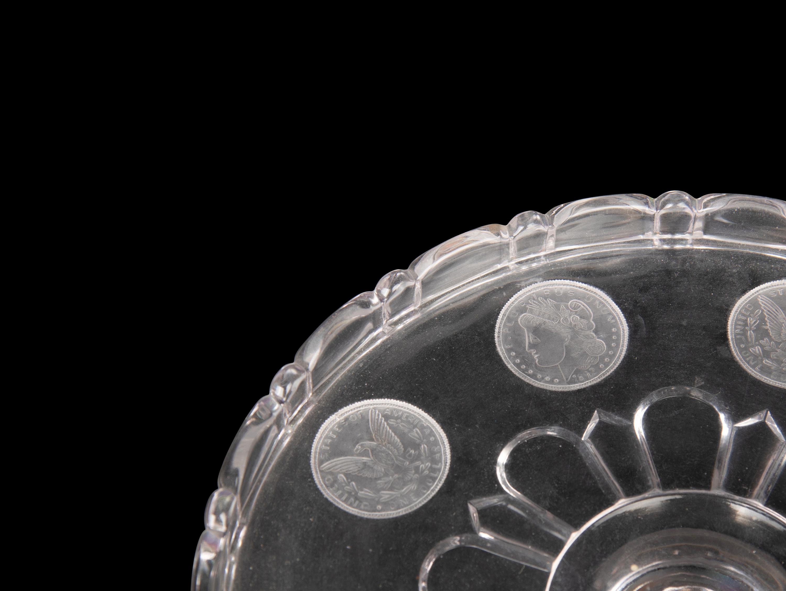 A Collection of United States Coin-Motif Decorated Glass Table Articles