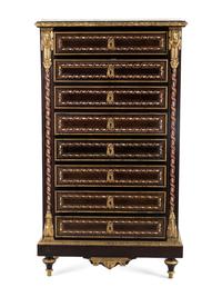 A Napoleon III Gilt Bronze Mounted Mother-of-Pearl Inlaid Secrétaire à Abbatant