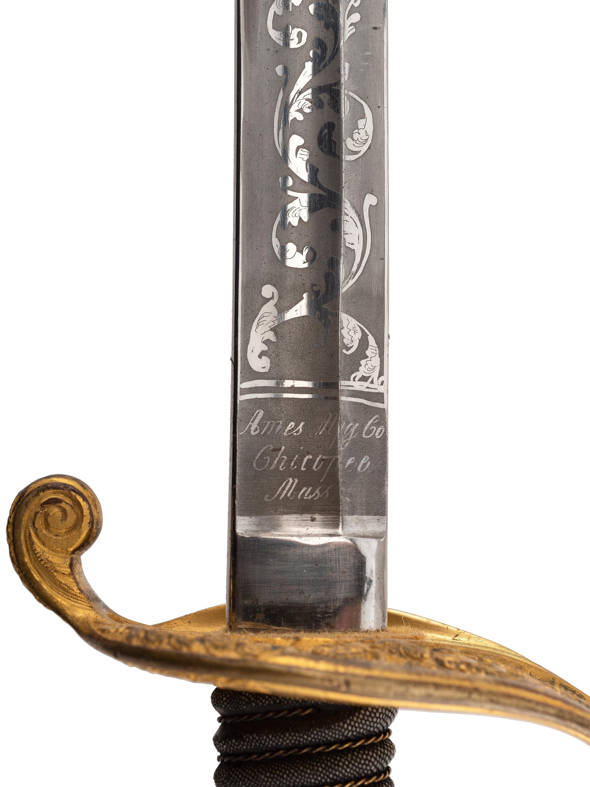 [CIVIL WAR]. Excellent US Model 1850 Foot Officer's sword. Manufactured by Ames, Chicopee, MA.