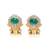 YELLOW GOLD, EMERALD, AND DIAMOND EARRINGS