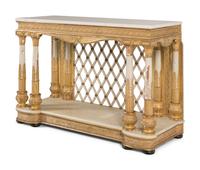 A North European White-Painted and Parcel-Gilt Marble-Top Console Table