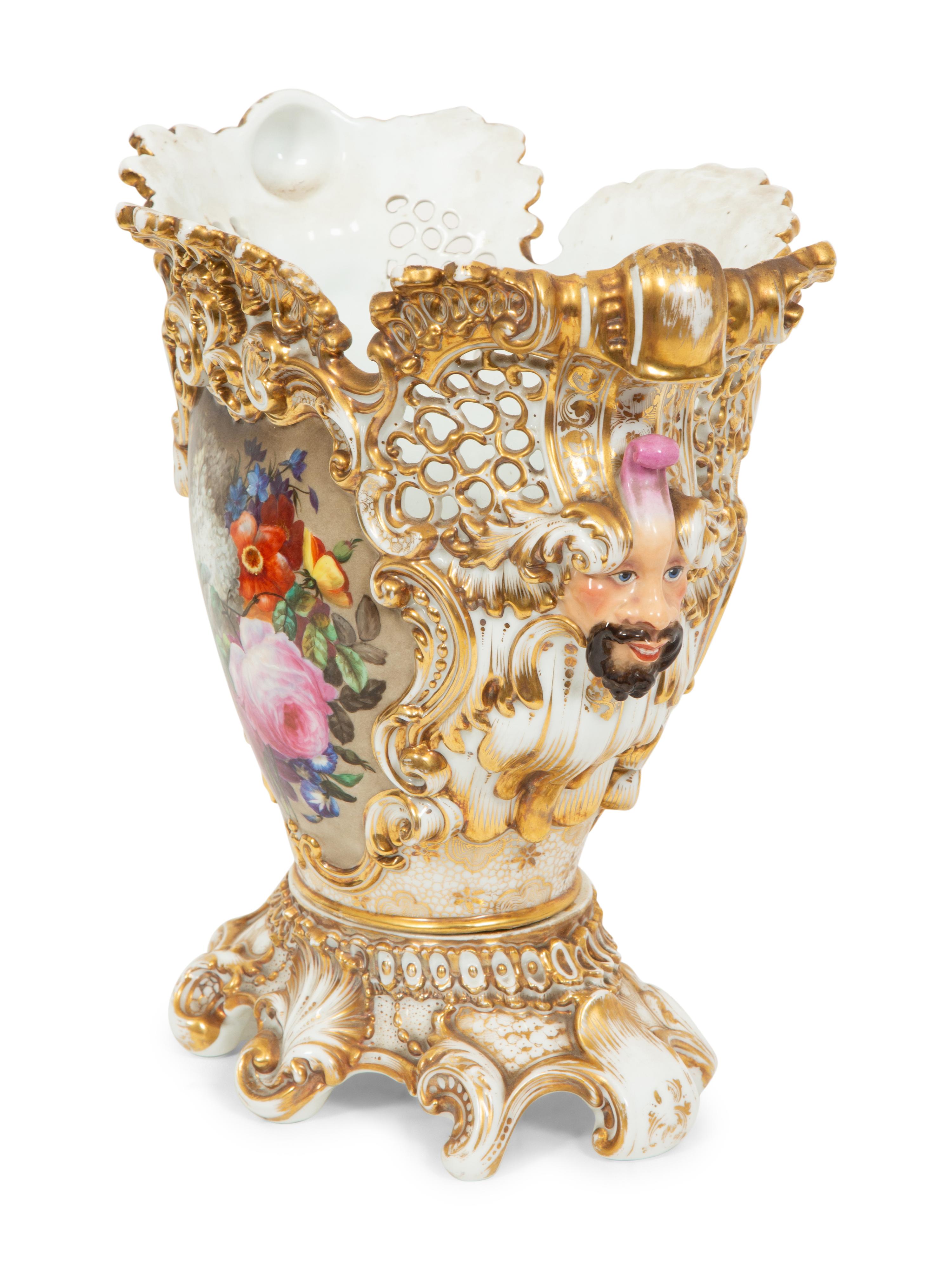 A Continental Pierced Porcelain Vase
