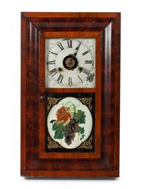 A Classical Mahogany Veneered Eglomise and Reverse-Painted Glass Inset Shelf Clock