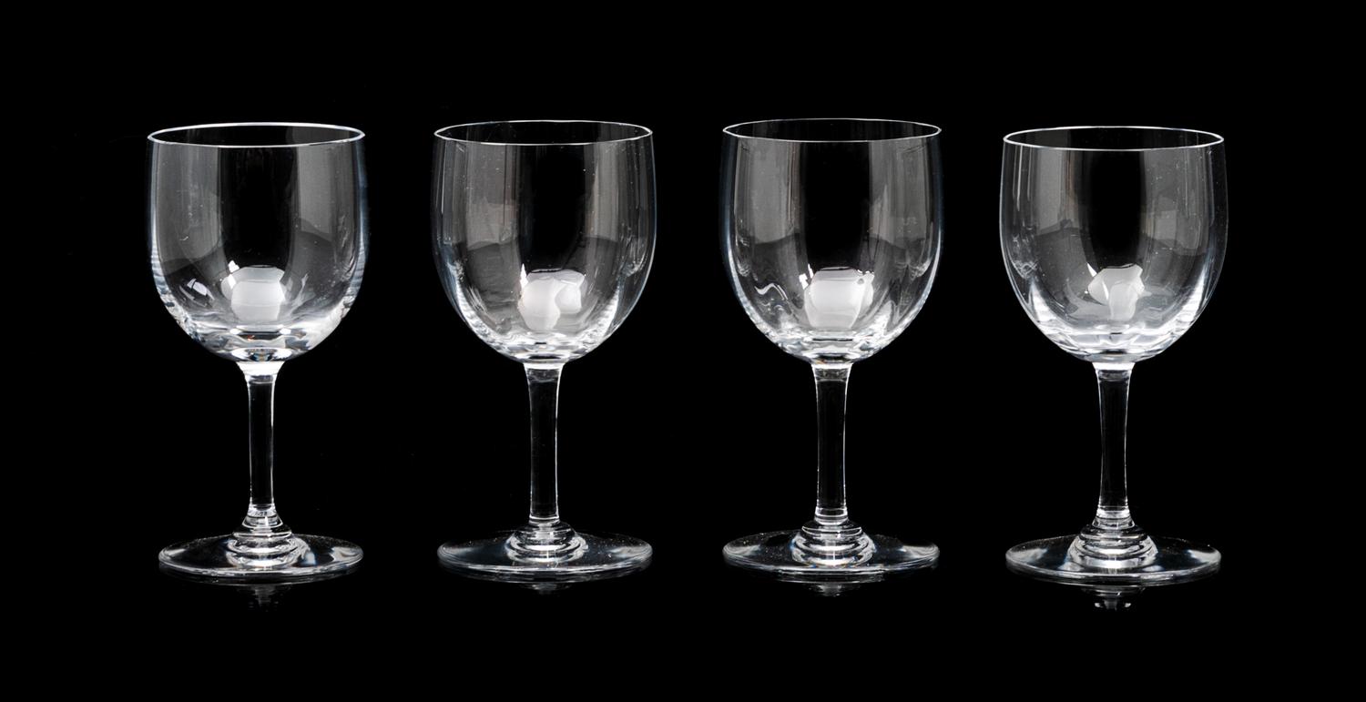 A Set of Eleven Baccarat Wine Glasses Height 5 inches.