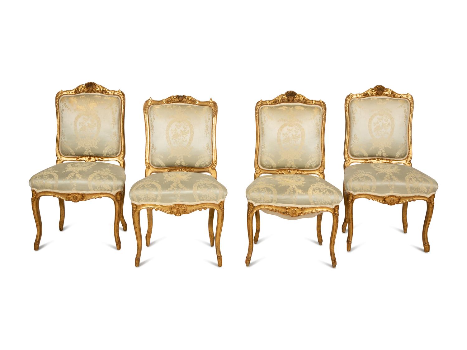 A Set of Four Régence Style Giltwood Side Chairs — Late 19th/Early 20th Century